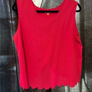 Vibrant Pink Scallop Hem Sleeveless Blouse